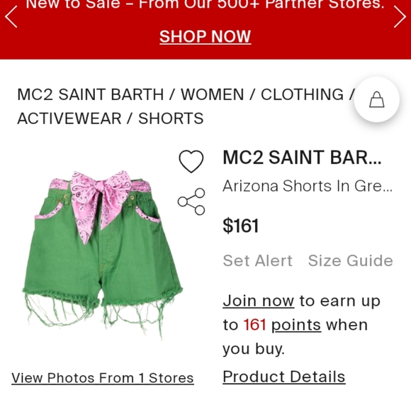 🆕Levi's MC2 Saint Barth Upcycled Green Cut Off Shorts Pink Paisley Belt LOOK!! - Picture 3 of 10